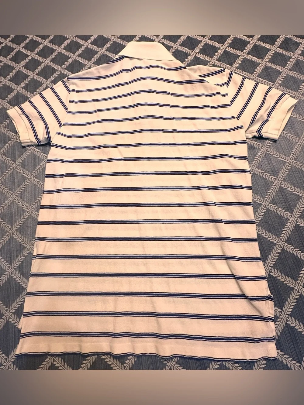 Ralph Lauren White Polo Shirt with Navy Stripes